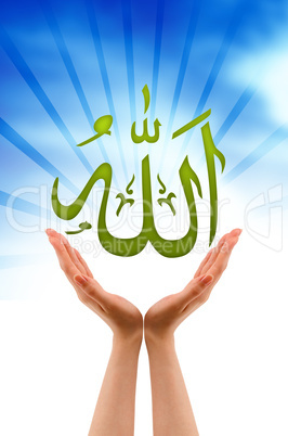 Hand holding a Allah sign