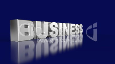 3D Business Text Silver on blue