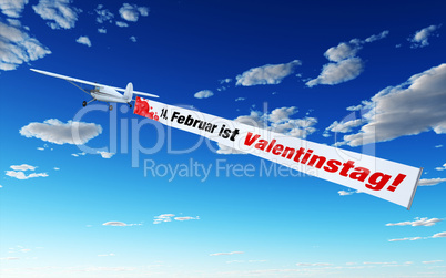 Flugzeug mit Banner - 14. Februar ist Valentinstag