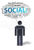 Paper Man with social media Bubble