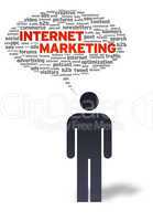 Paper Man with internet marketing Bubble