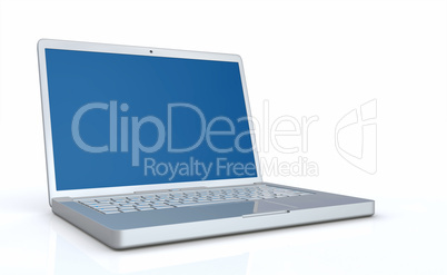 Laptop blue silver on white background