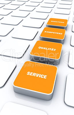 Quader Konzept Orange - Beratung Kompetenz Qualität Service 2