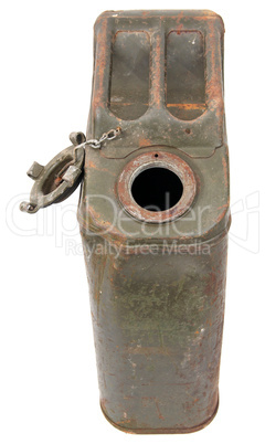 unclosed rusty jerrycan