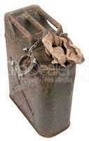 old rusty jerrycan and cloth