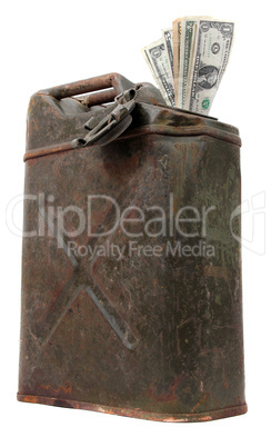 jerrycan with dollar notes