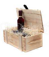 wine bottle in wooden case