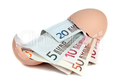 european currency in eggshell