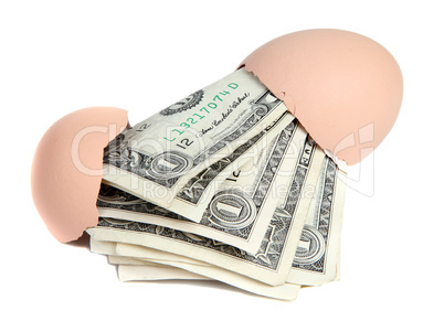 dollar notes in broken egg