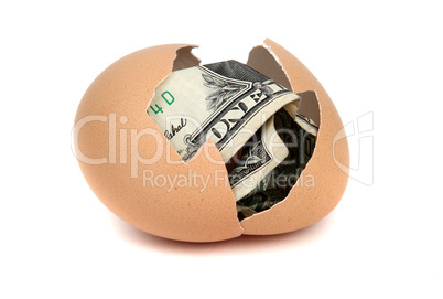 one dollar bank note in eggshell