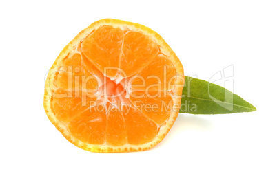 truncated mandarin orange with green leave