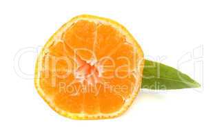 truncated mandarin orange with green leave