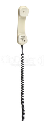 old telephone headset with spiral cable