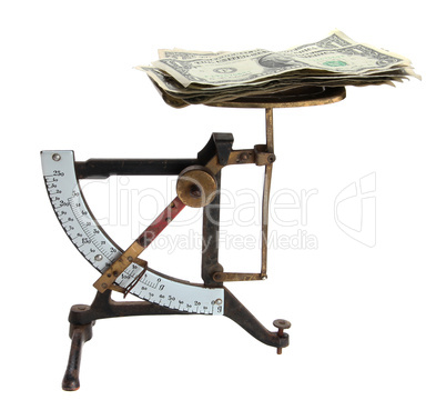 old letter scales with money