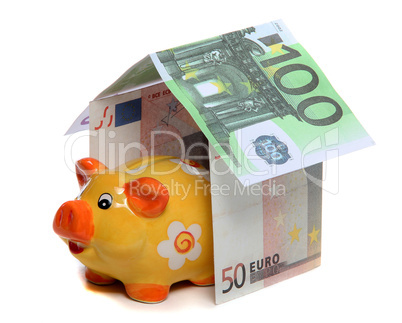 house of european money and piggy bank