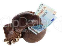 boxing glove with banknotes