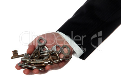 rusty keys on palm of hand