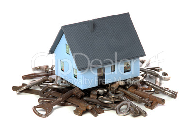 house on top of old rusty keys