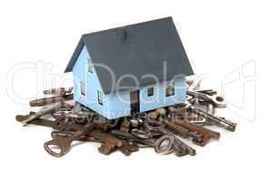 house on top of old rusty keys