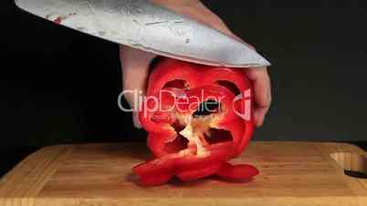 Cutting red Peppers