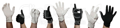 symbol of teamwork with black and white gloves