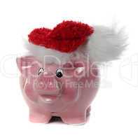 pink piggy bank with jelly bag cap