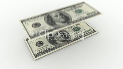 One Hundred Dollar Bills Falling. With Alpha Matte