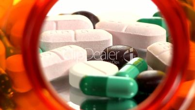 Drugs and Medicine; capsules, pills and tablets from inside bottle; 2