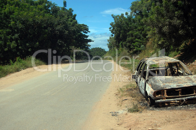 Abandoned car at roadside