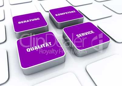 Quader Konzept Violett - Beratung Kompetenz Qualität Service 1