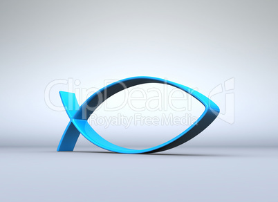 3D ICHTHYS Blau auf Grau 02