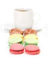 Colorful Macaroon and cup of coffee