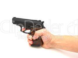 Hand with gun isolated