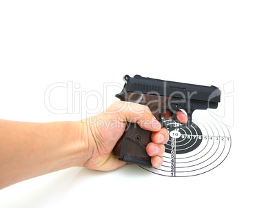 Hand with gun isolated