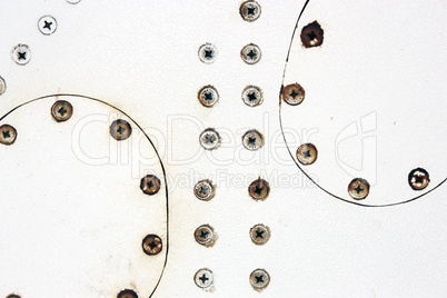 A silver painted metal aircraft background  with  rivets.