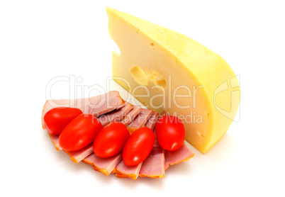 cheese with a   meat and tomatoes