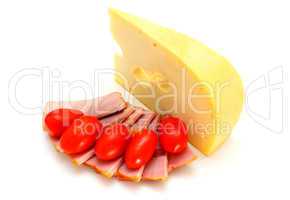 cheese with a   meat and tomatoes