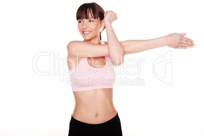 woman doing arm stretching