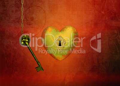 Golden Heart with Key