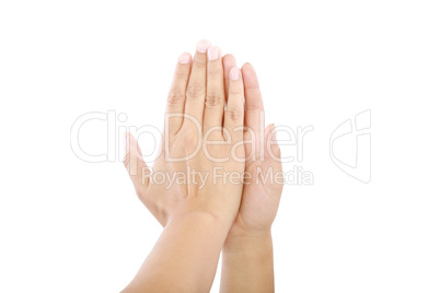 Give me five gesture - isolated on white background