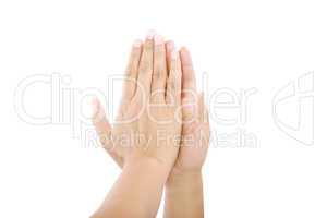 Give me five gesture - isolated on white background