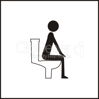 Icon of a correct position sitting in the toilet