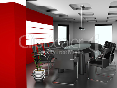 The modern interior of office 3d image