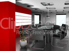 The modern interior of office 3d image