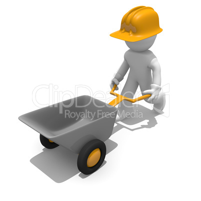 Worker with a wheel barrow