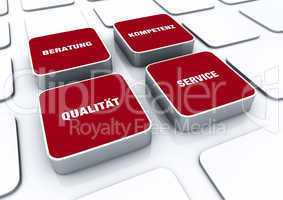 Quader Konzept Rot - Beratung Kompetenz Qualität Service 1