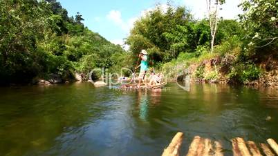 Tourists on a raft.