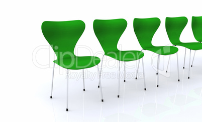Designer Stuhlreihe - Grün Silber