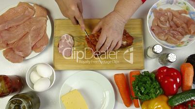 Food Preparation - Slicing Pork Bacon