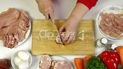 Food Preparation -Chopping Pork Bacon